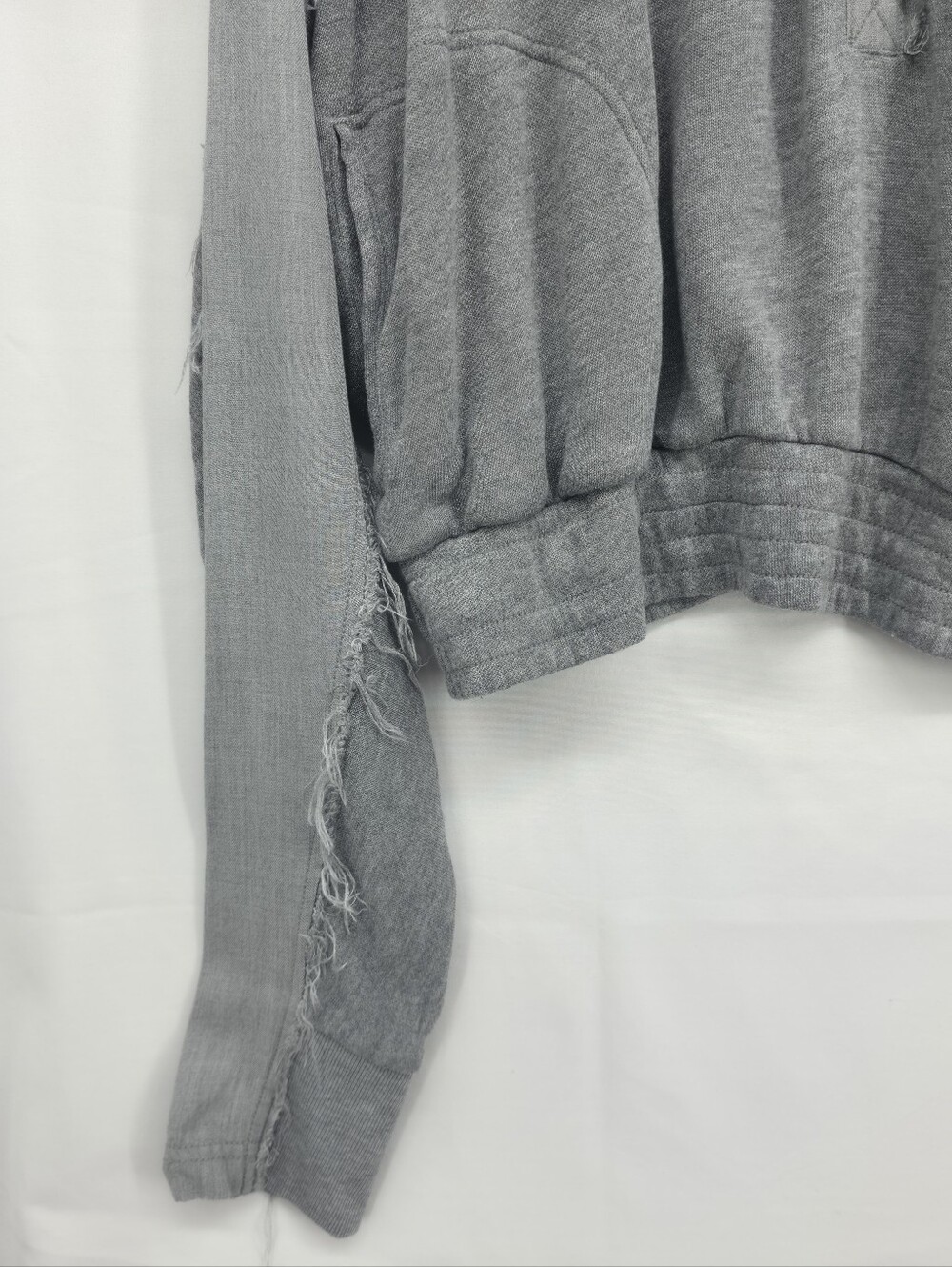 Free People Movement Windy Meadow Hoodie Heather Gray Frayed Oversized Large - Picture 9 of 15